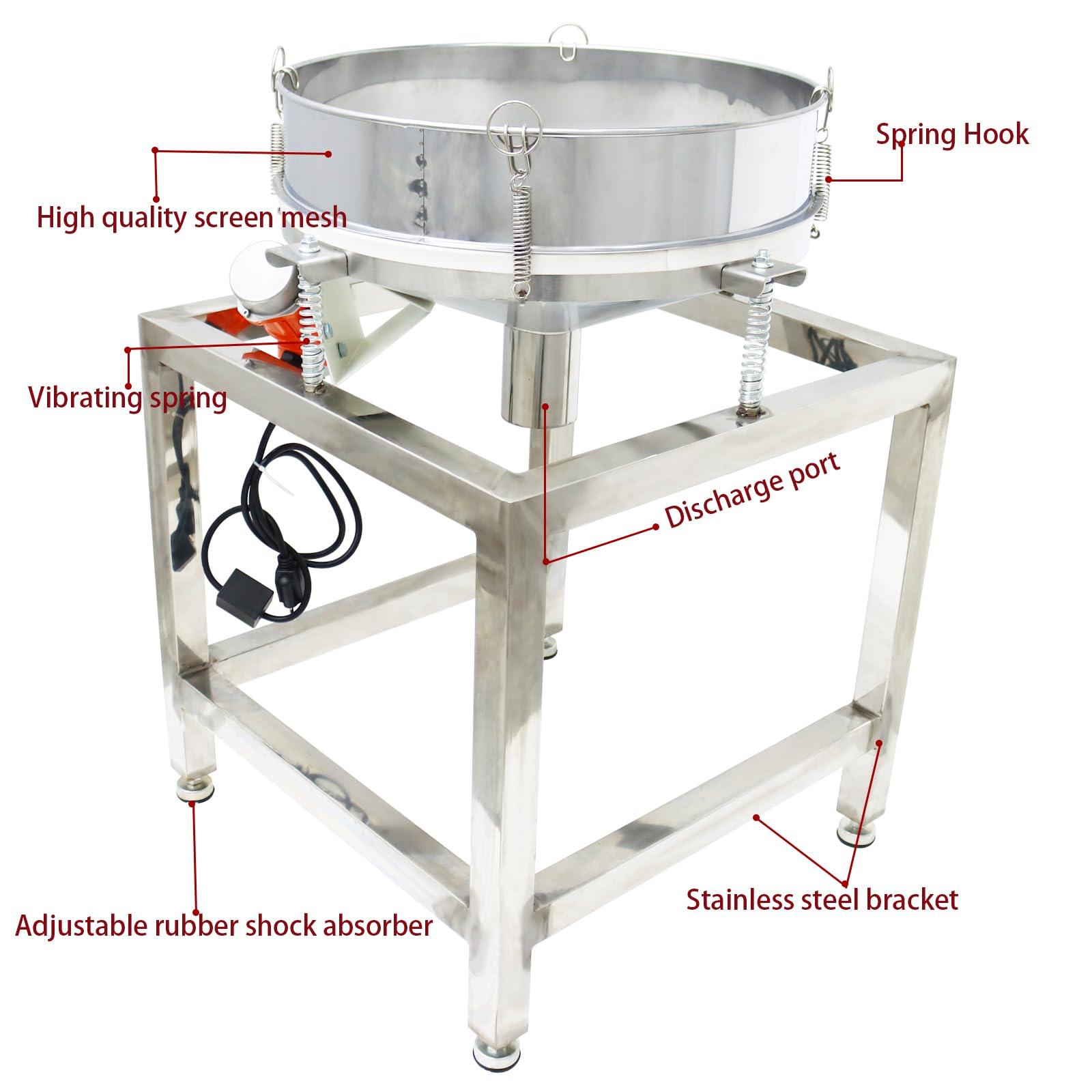 INTSUPERMAI INTSUPERMAI Powder Shaker Electric Sieve Vibrating Screen with 40 and 100 Mesh Screen Stainless Steel Electric Sifter Shaker Machine 110V 19.6 inch