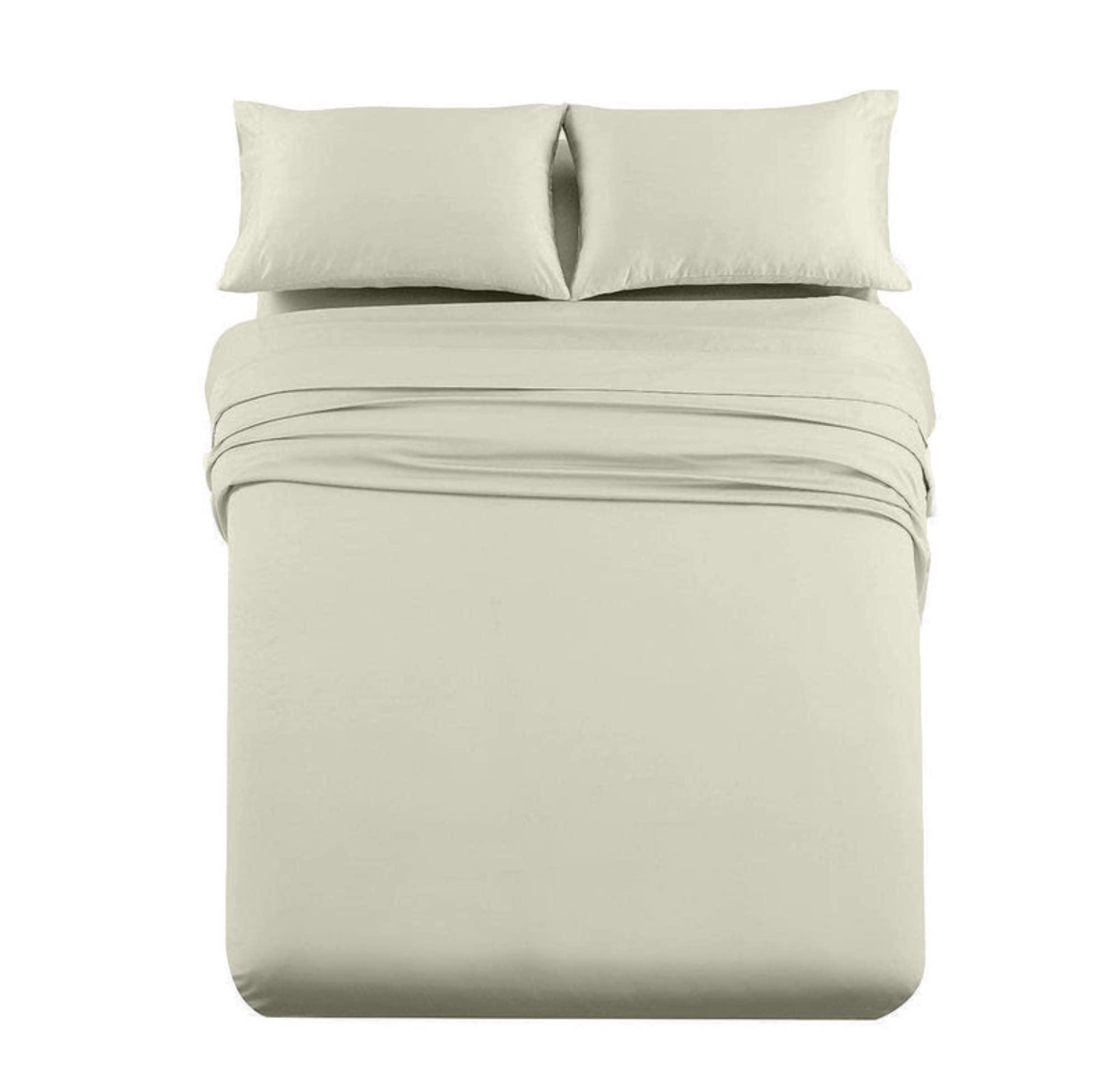 All Star Linen Ivory Top Split King Sheet Set Adjustable Bed Half Split Sheets 100% Egyptian Cotton Sheets 21\'\' deep Split 32 inches Down from The Top