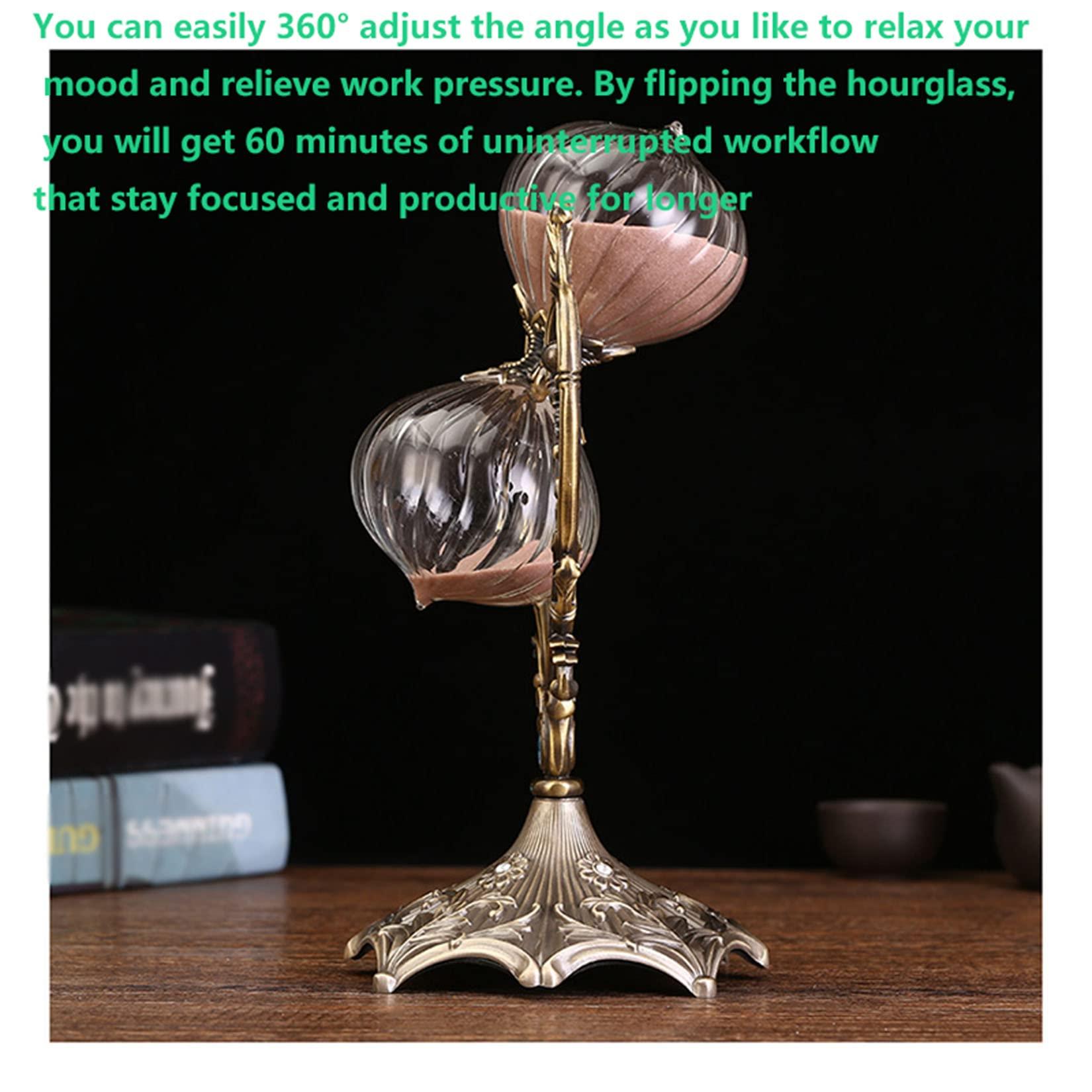 Jayiaine Hourglass Sand Timer 30/60 Minutes, Sand Clock Sand Watch Metal Rotating Sandglass Timer Sand for Christmas Gifts Wedding Home Desk Office Classroom Decor,Black 60min