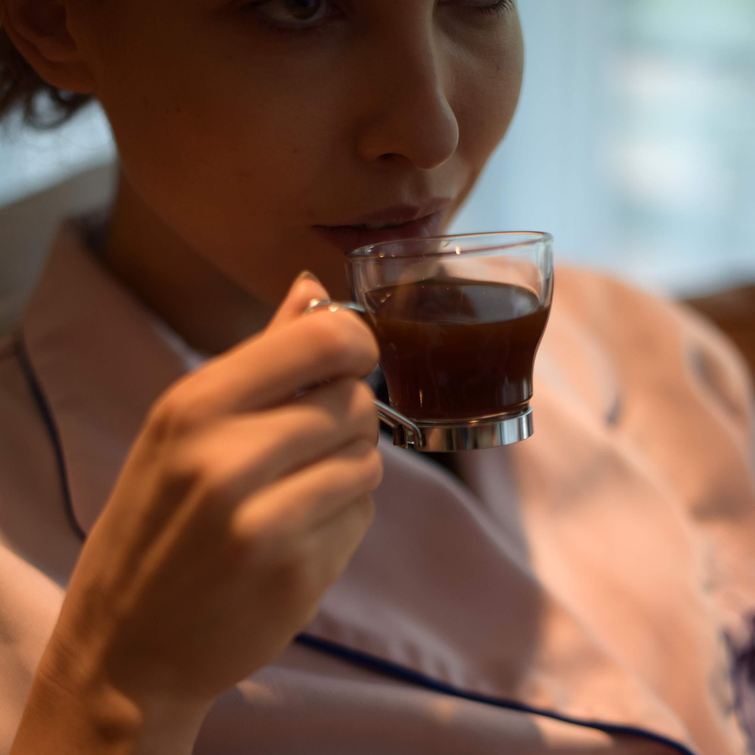 Bormioli Rocco Bormioli Rocco Verdi Espresso Cup With Stainless Steel Handle, Set of 4, Gift Boxed, 3.5 ounces