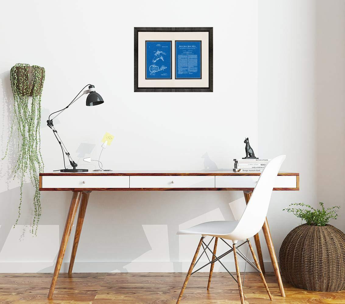 Frame a Patent Sun Bonnet For Horses Patent Art Blueprint Print in a Beveled Black Wood Frame with a Double Mat (20\" x 24\") M11526