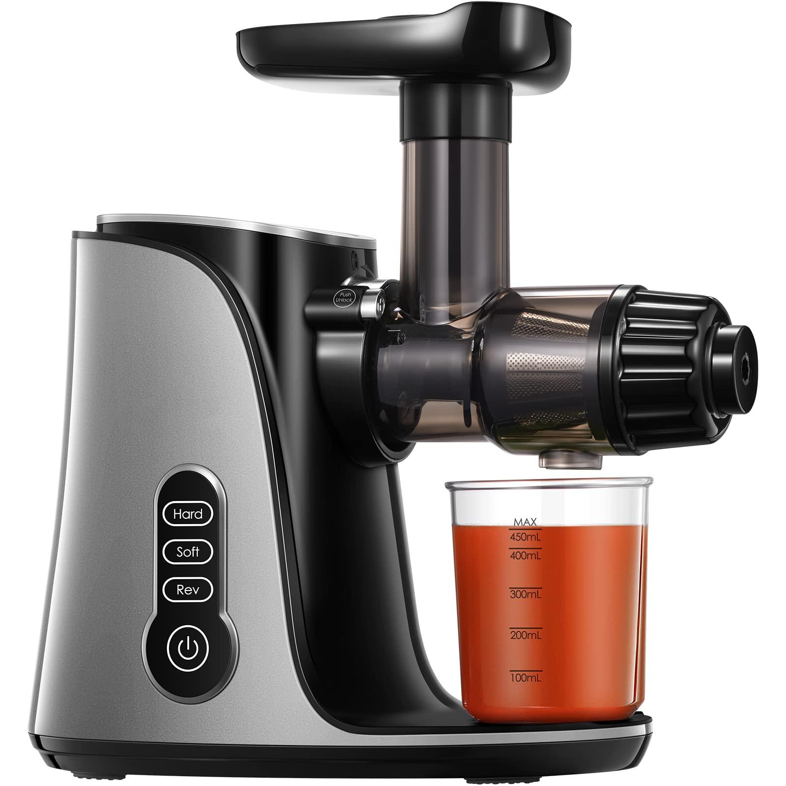 N\\A Juicer Machines, Slow Masticating Juicer Extractor with 3-Mode 2-Speed, Cold Press Juicer Easy to Clean, Quiet Motor & Reverse Function, Juice Recipes for Vegetables and Fruits, black