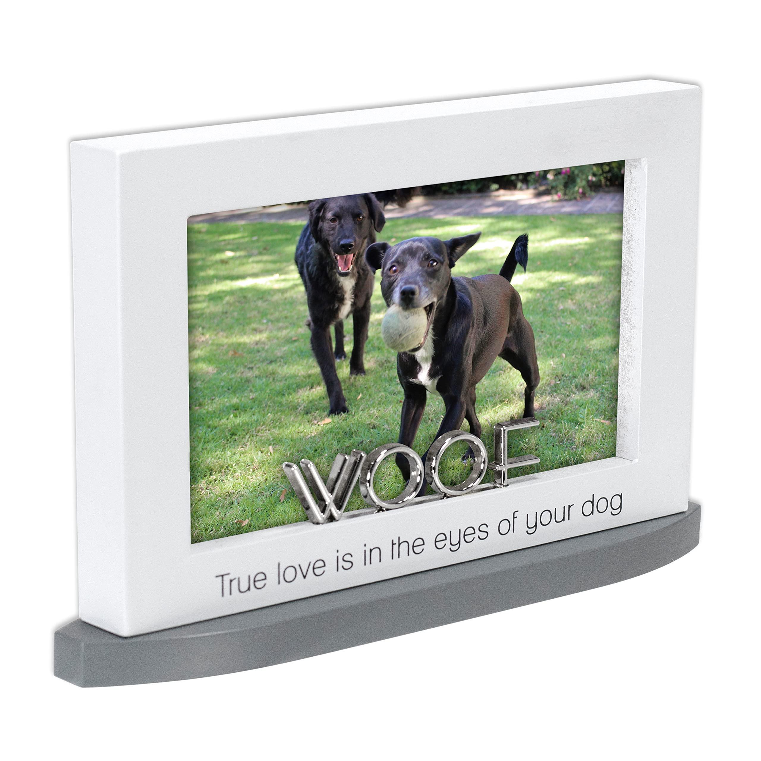 Malden Malden International Designs 4 x 6 inch Woof Picture Frame True love is in the eyes of your dog White Quality MDF Wood