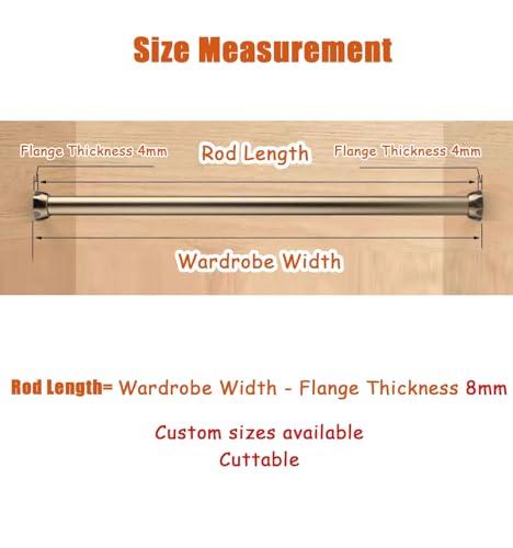 Oracra Closet Rod Champagne Gold Closet Rods and Brackets, Heavy Duty Hanging Clothes Rack, 17 18 24 29 30 32 36 48 50 Inch Removable Clothing Valet Pole Bar,(Champagne,35cm(13 3/4"))