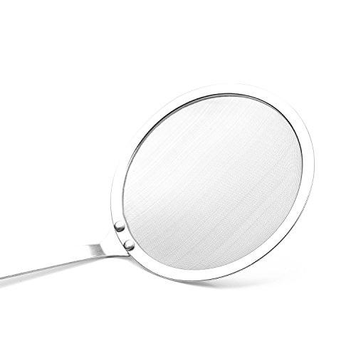 HIWARE Hiware Stainless Steel Fat Skimmer Spoon - Fine Mesh Food Strainer for Grease, Gravy and Foam, Japanese Hot Pot Skimmer with Long Handle