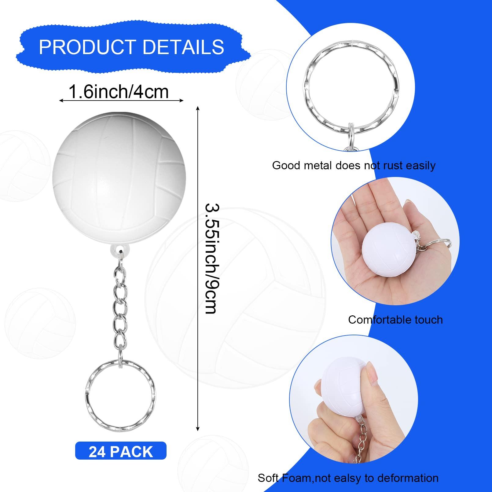 Ocbewua 24 Pack Volleyball Keychains,Volleyball Party Favors Supplies,Mini Volleyball Stress Ball Keychains,Sports Ball Keychains,School Carnival Reward,Party Bag Gift Fillers for Boys Girls Kids (Volleyball)