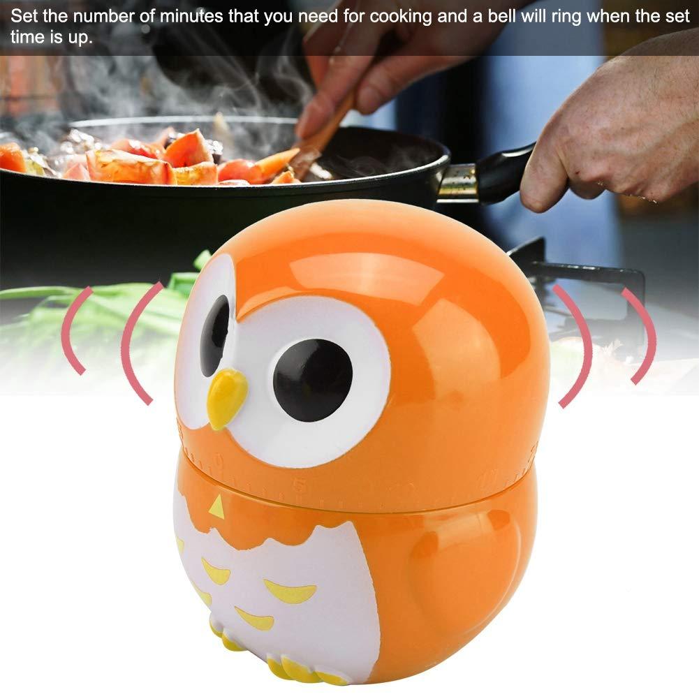 yaogohua Cute Owl Kitchen Timer, Manual Timer Mechanical Counters Clock Egg Timer for Cooking Timing Tool, Classroom Timers for Teachers(Orange)
