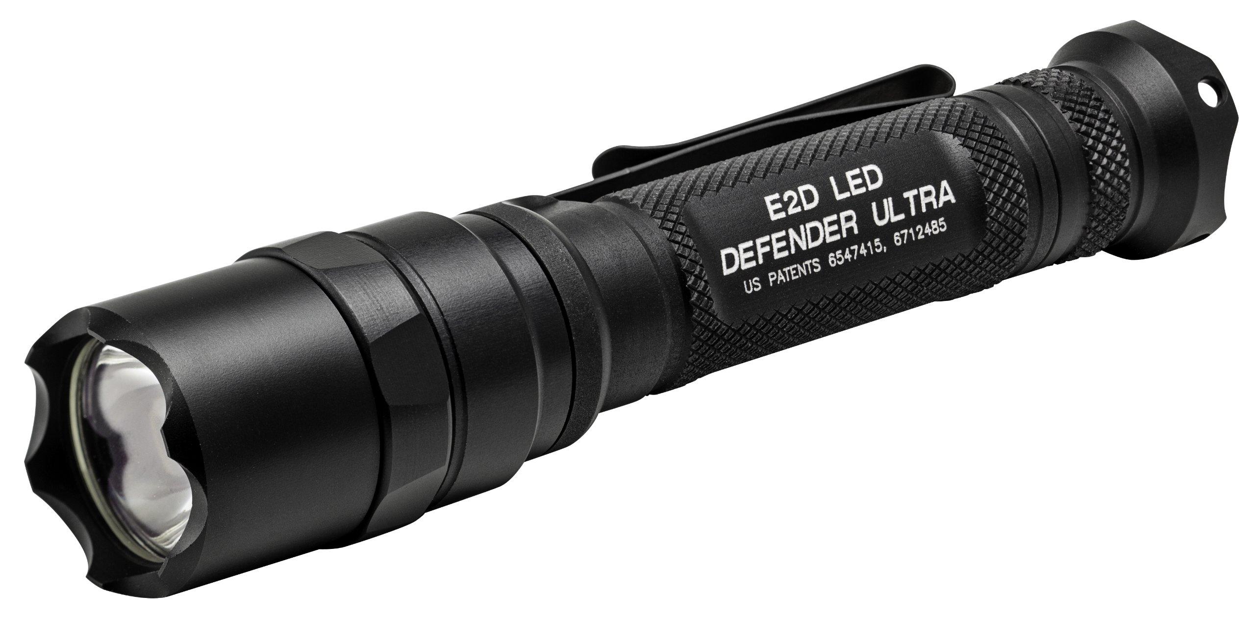 SureFire SureFire E2D Defender Ultra Dual-Output Flashlight with Dual-output tailcap click switch, Black