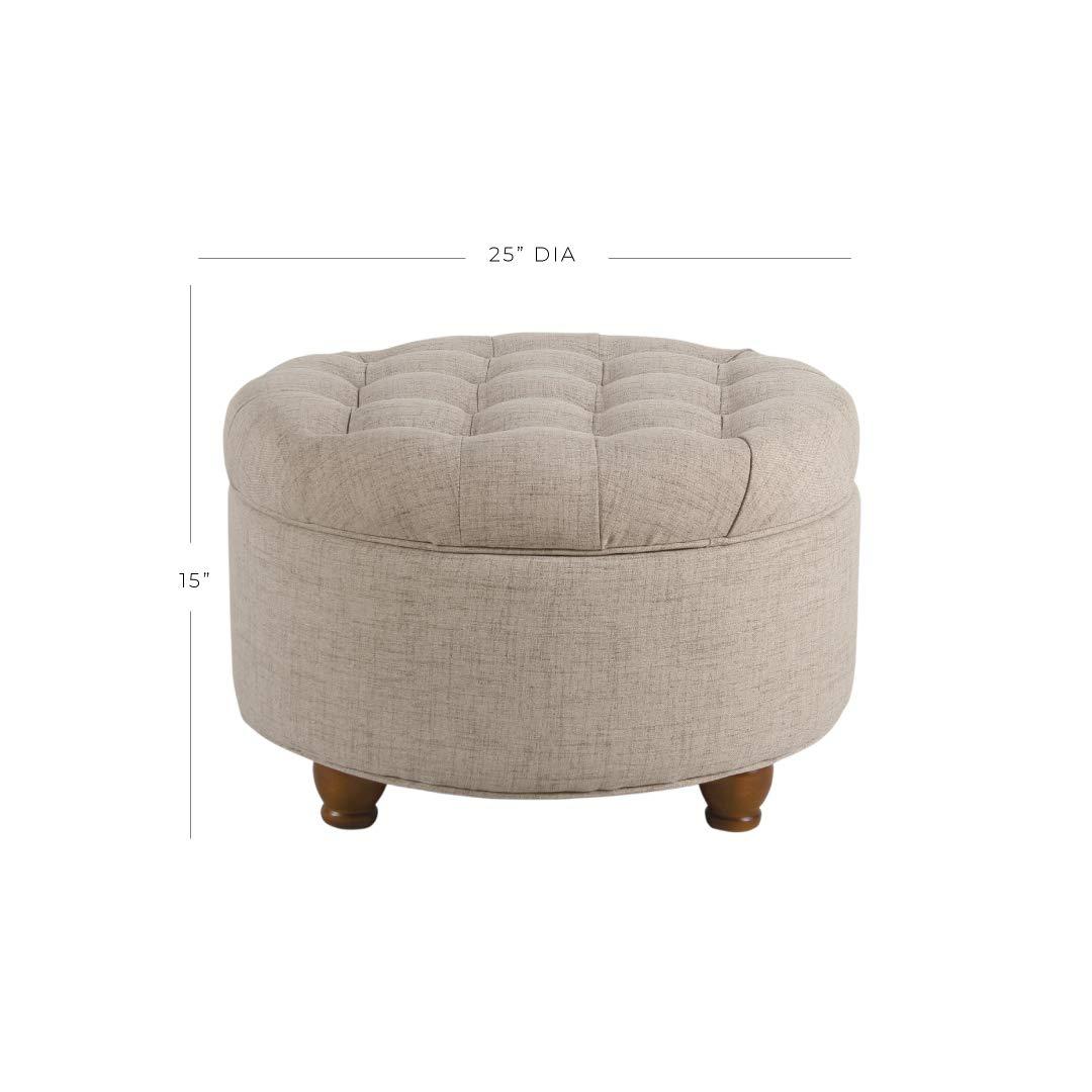 HomePop Homepop Home Decor Button Tufted Woven Round Storage Ottoman Large