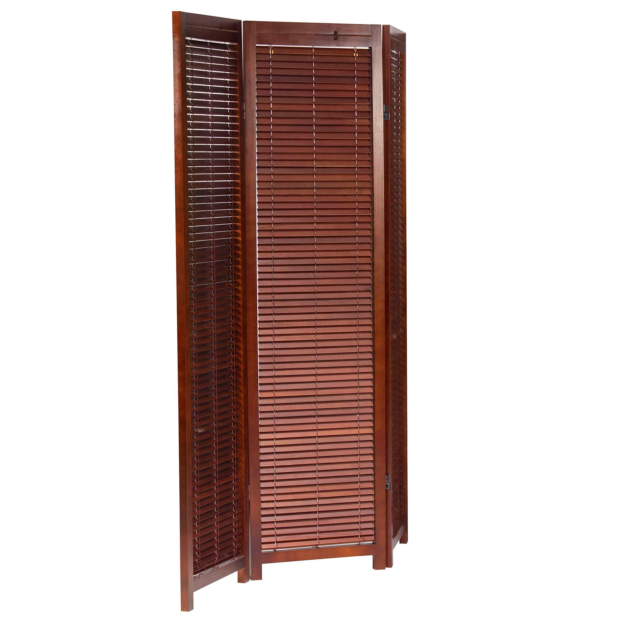 Red Lantern Red Lantern 6 ft. Tall Adjustable Shutter Room Divider Walnut 3 Panel