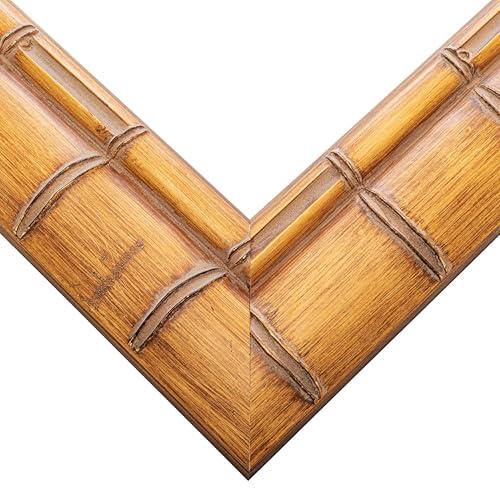 CustomPictureFrames.com 18x36 Frame Bamboo Natural Wood Beige Solid Wood Picture Frame | 3 Inch Moulding Width | Picture Frame Complete with UV Acrylic Plexiglass, Foam Board Backing & Hanging Hardware