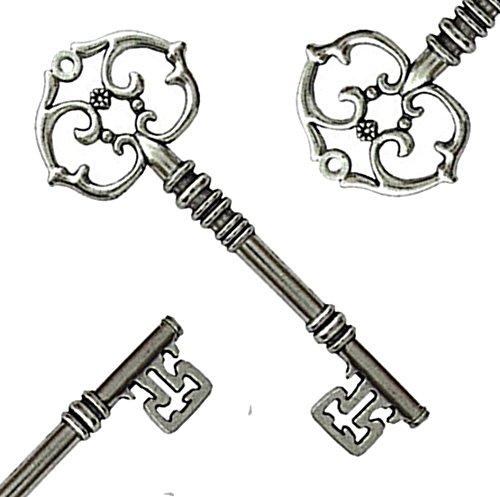 Makhry Makhry Mixed 20 Extra Large Antique Silver Finish Skeleton Keys Rustic Key for Wedding Decoration Favor(Antique Silver)