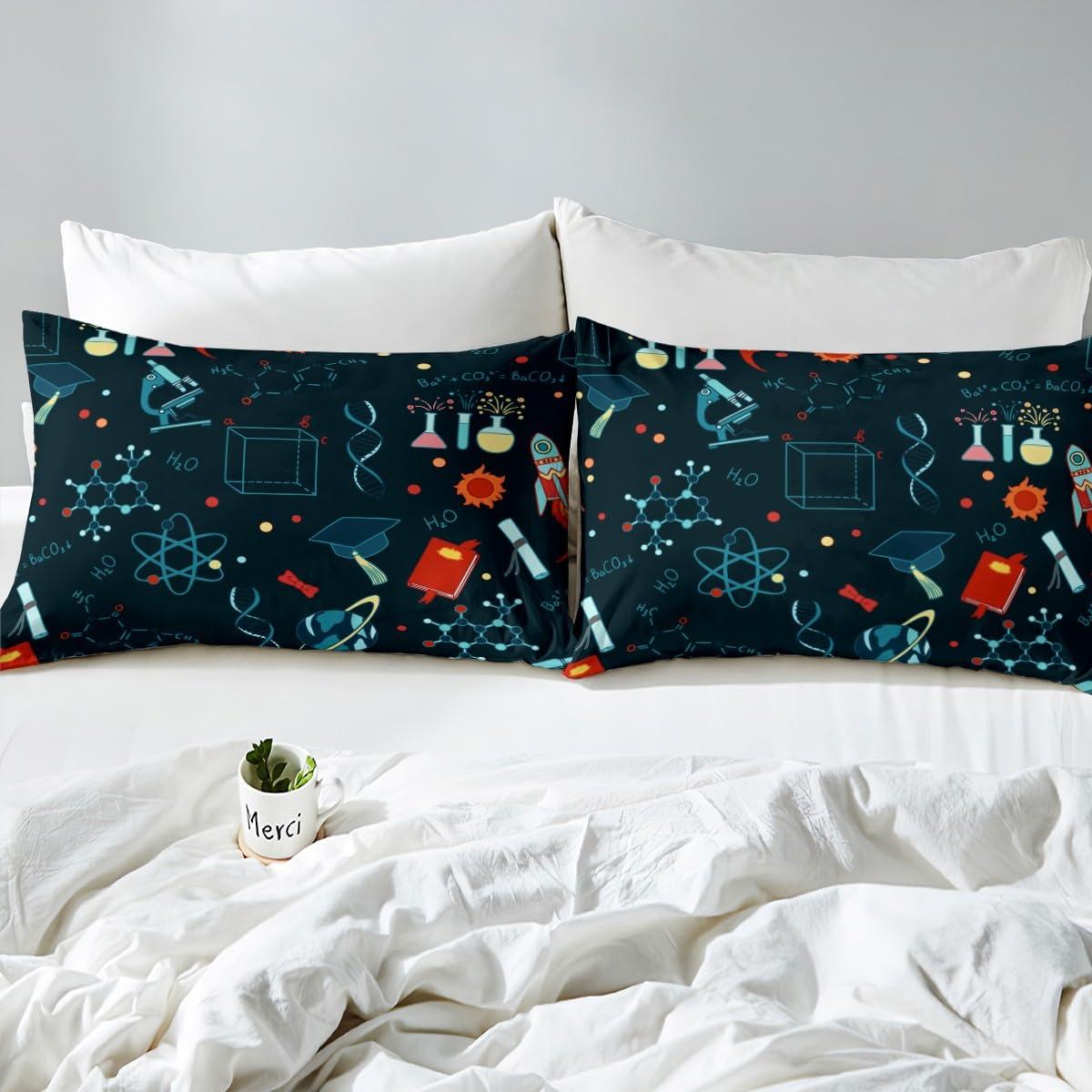 Erosebridal Erosebridal Science Formula Bed Sheets for Boys Girls Math Equation Fitted Sheet Chemical Subject Theme Bed Set for Teens Kids Math Geometry Science Bedding Set Math Theme Bedding Twin Size