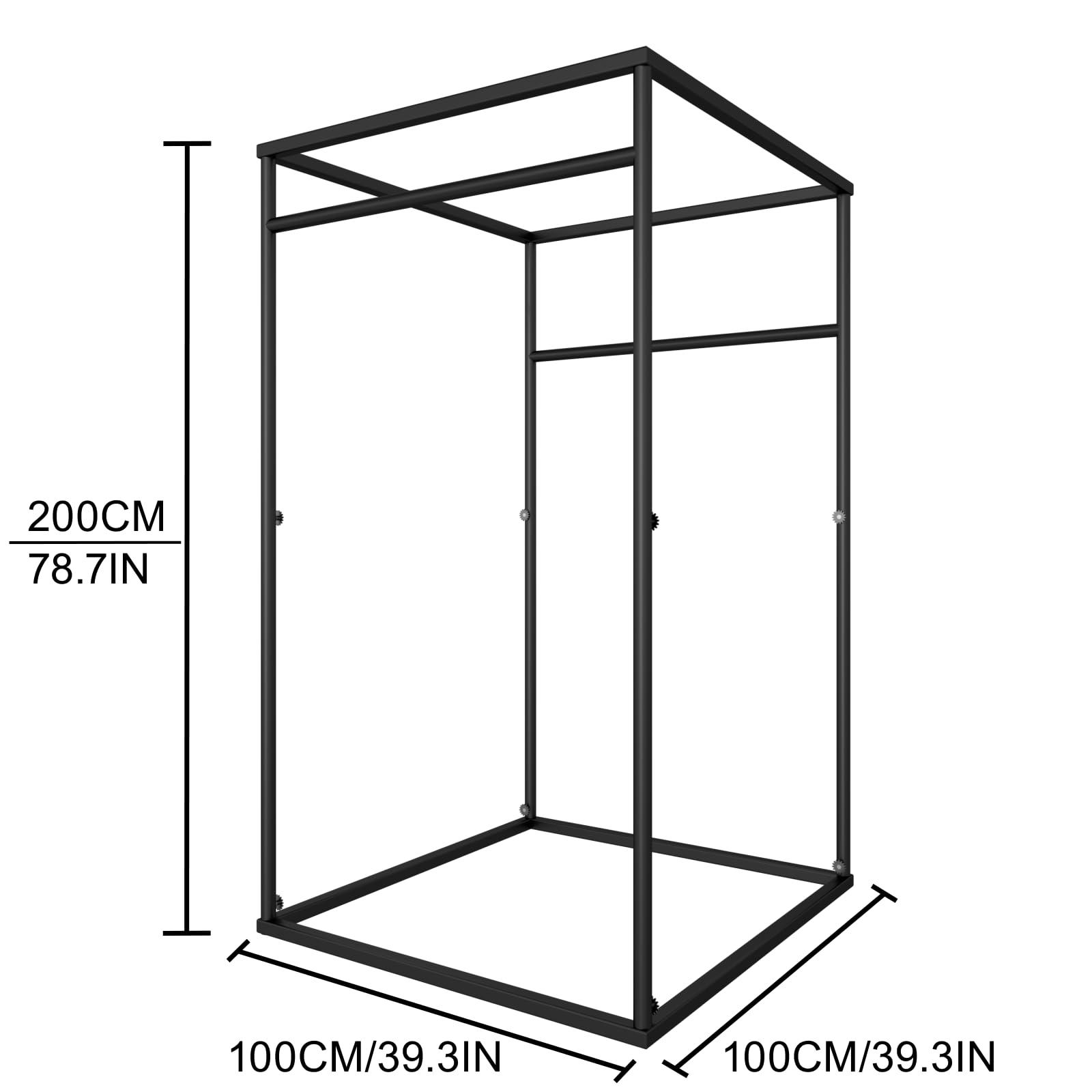 Madamera Clothing Store Fitting Room, Movable Square Changing Room, DIY Temporary Locker Room with Metal Landing Track, Privacy Screen Partition for Office Outdoor Activity and The Mall (Black, 39x39x78in)