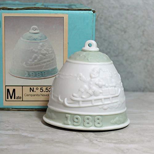 Lladro Lladro 1988 Green Porcelain Christmas Bell Ornament