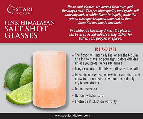 Cestari Himalayan Salt Shot Glasses - Pure Food Grade Himalayan Pink Salt - No Fillers or Binders - Handcrafted All Natural Tequila Salt Shot Glasses Set by Cestari (2 pack)