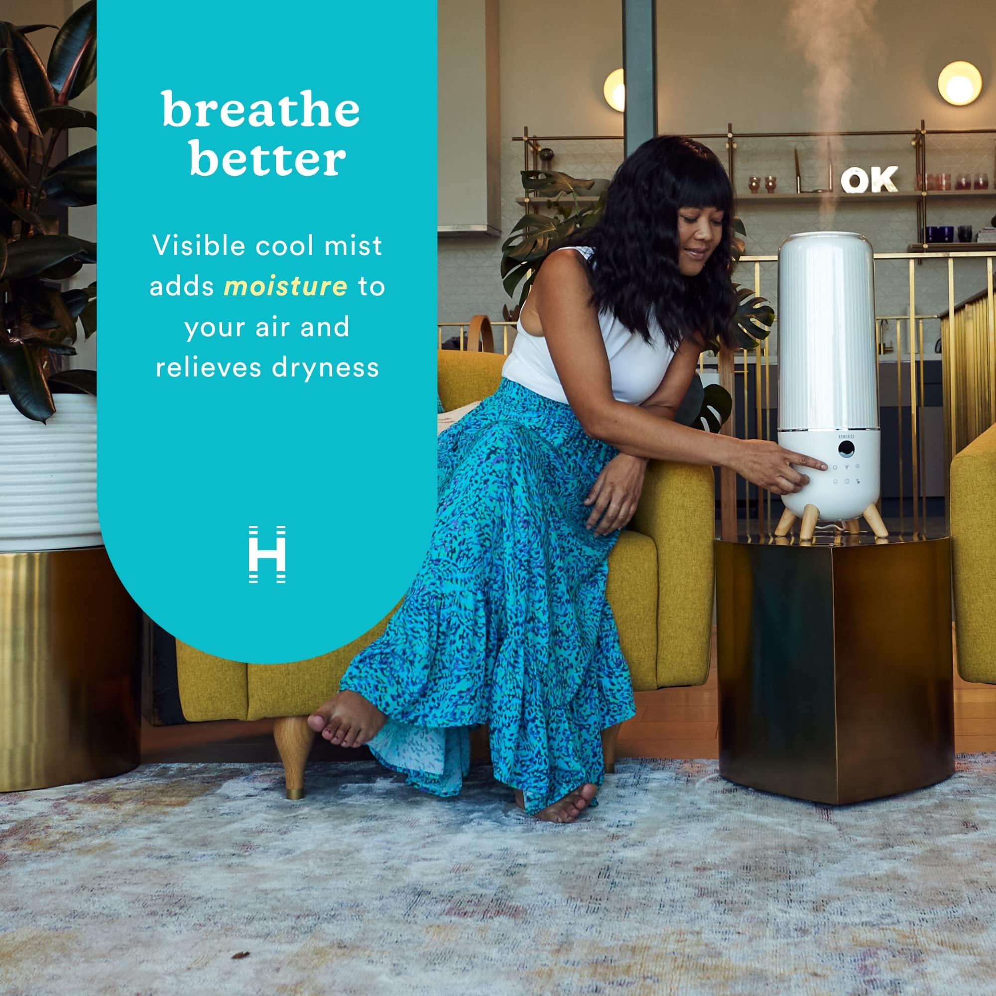 Homedics Homedics Ultrasonic Humidifier - Large Deluxe Air Humidifiers for Bedroom, Plants, Office - Top-Fill 1.47-Gallon Tank, Cool Mist, Essential Oil Pads and Built-In Timer, 3 Speed Settings, White