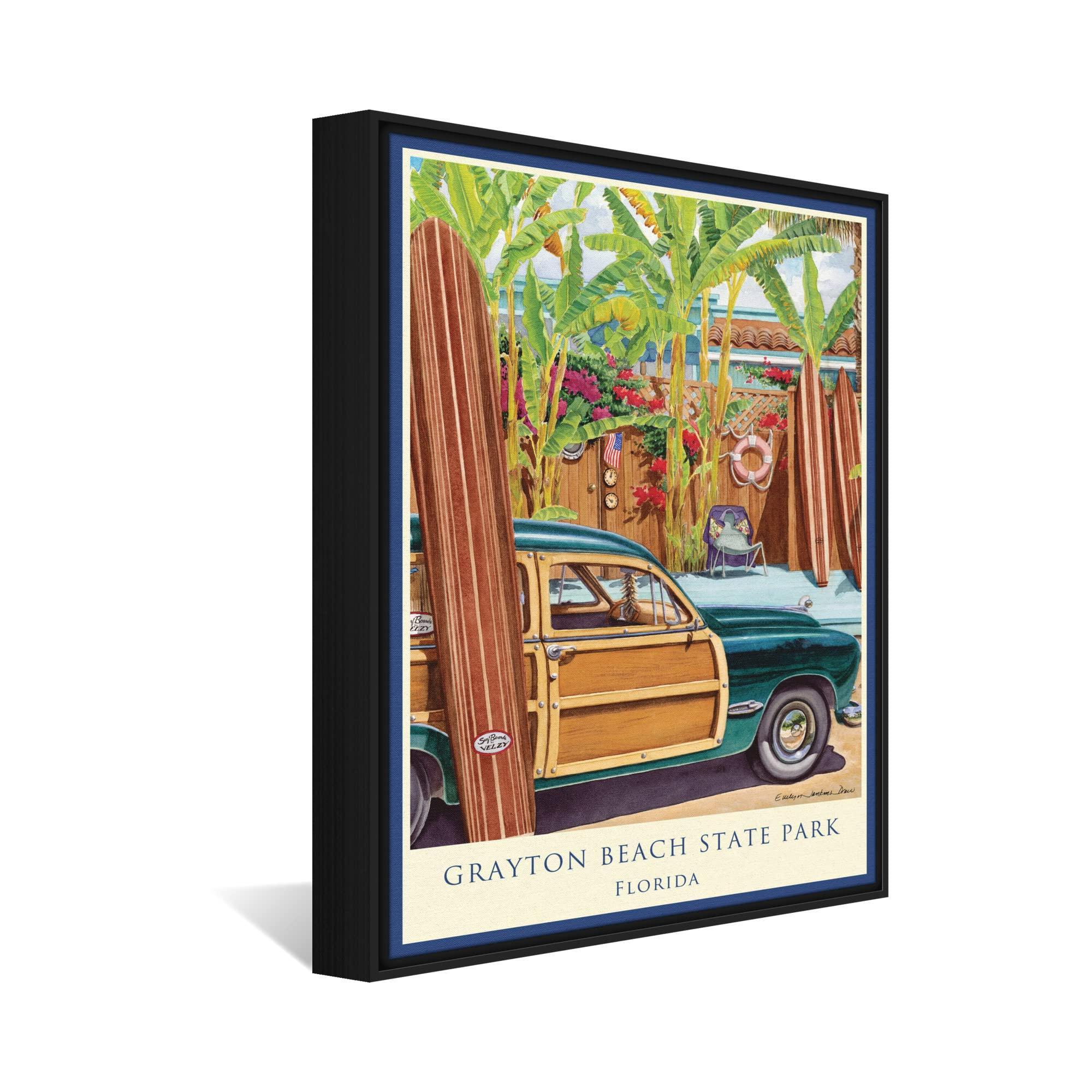 Northwest Art Mall Grayton Beach State Park Florida Beach Access Professionally Framed Giclee Archival Canvas Wall Art for Home & Office by Artist Evelyn Jenkins Drew 18\" x 24\"