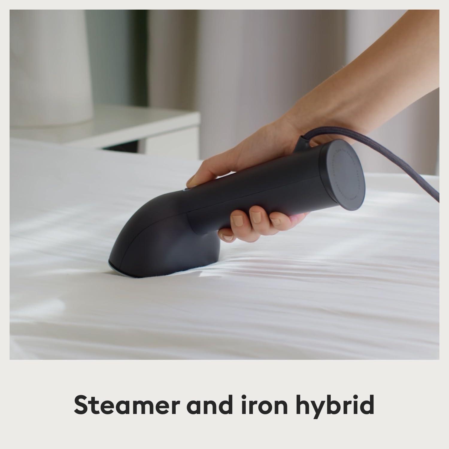 STEAMERY Steamery Handheld Clothes Steamer Cirrus 3, 1200W, US Plug, Heated Ironing Plate, Fast Heat Up, Garment Wrinkle Remover (Black)