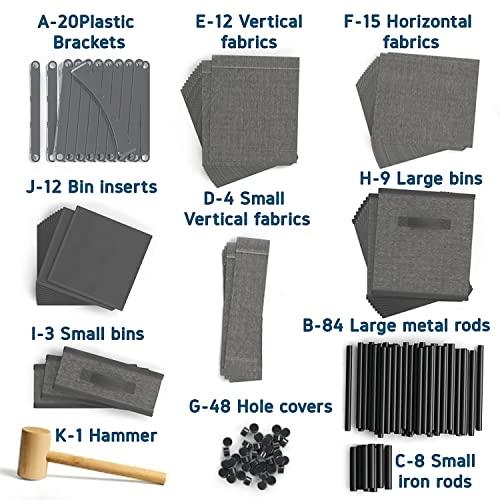 Nestl 12 Cube Storage Organizer - Gray Cube Organizer Shelf, DIY Storage Cubes Organizer Shelves with Fabric Storage Cubes, Sturdy Cubbies Storage Shelves, Cube Storage Shelf for Bedroom, Playroom and More