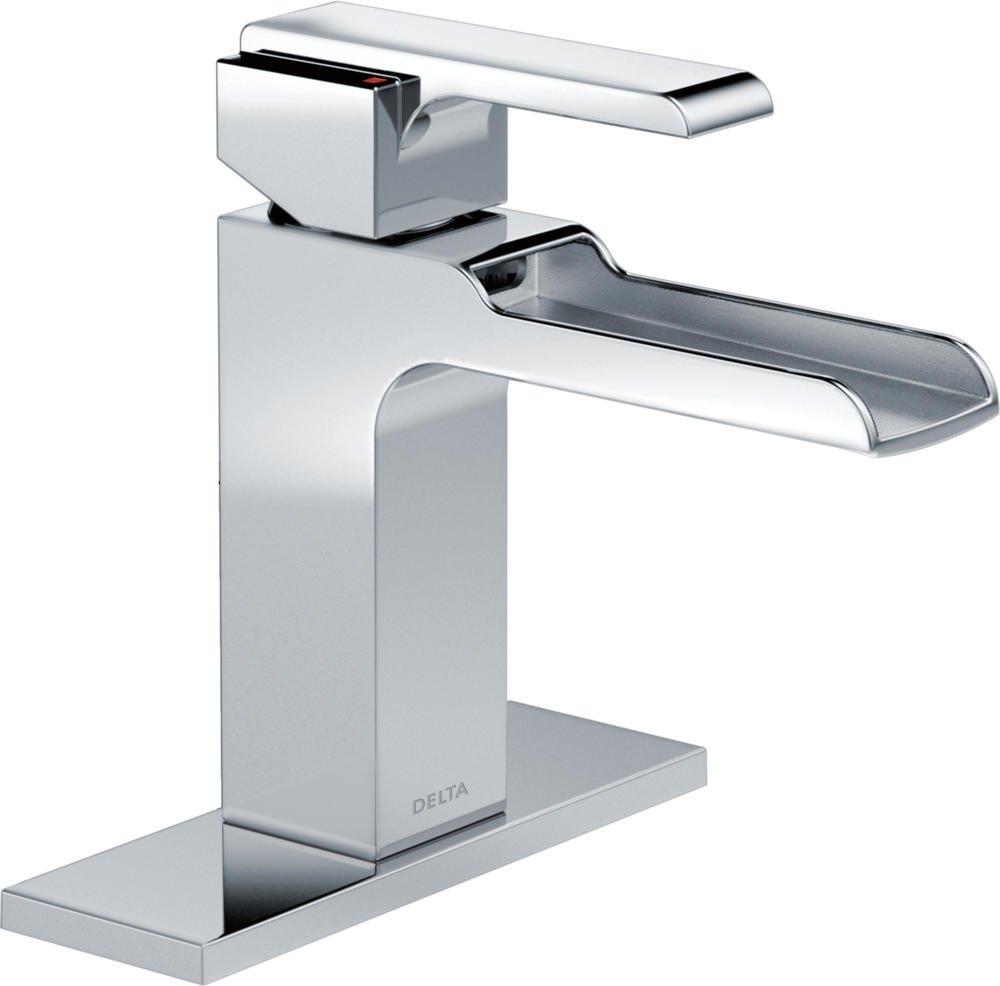 DELTA FAUCET Delta Faucet Ara Single Hole Bathroom Faucet Chrome, Single Handle Bathroom Faucet, Waterfall Faucet, Bathroom Sink Faucet, Chrome 568LF-LPU