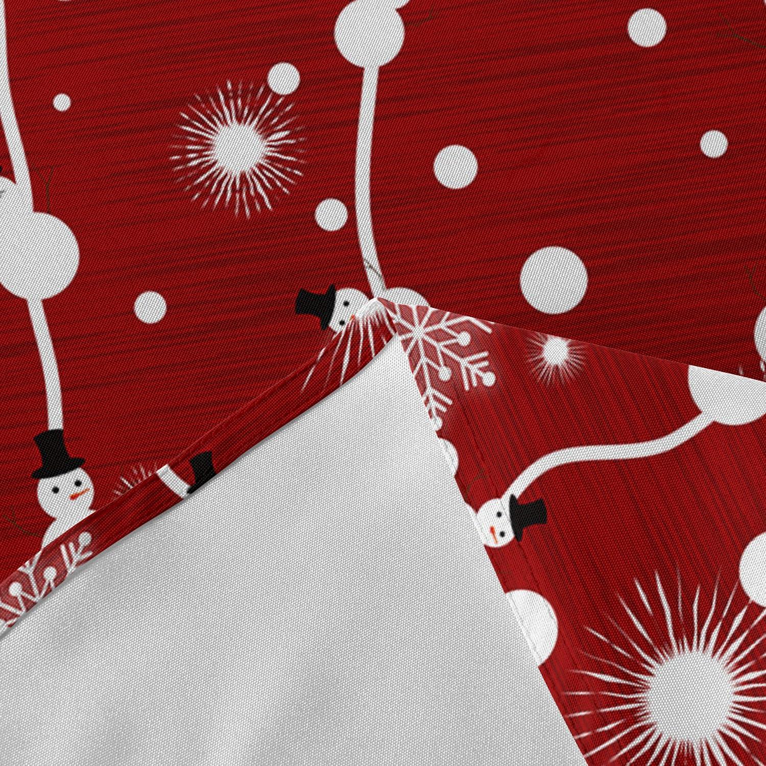 ZOE GARDEN ZOE GARDEN Red Christmas Round Tablecloth Waterproof & Stainproof Tablecloths, Wipeable Table Cloth Wrinkle-Free for Dining/Party/Wedding Farmhouse Snowman Snowflake Wood 54\" Dia