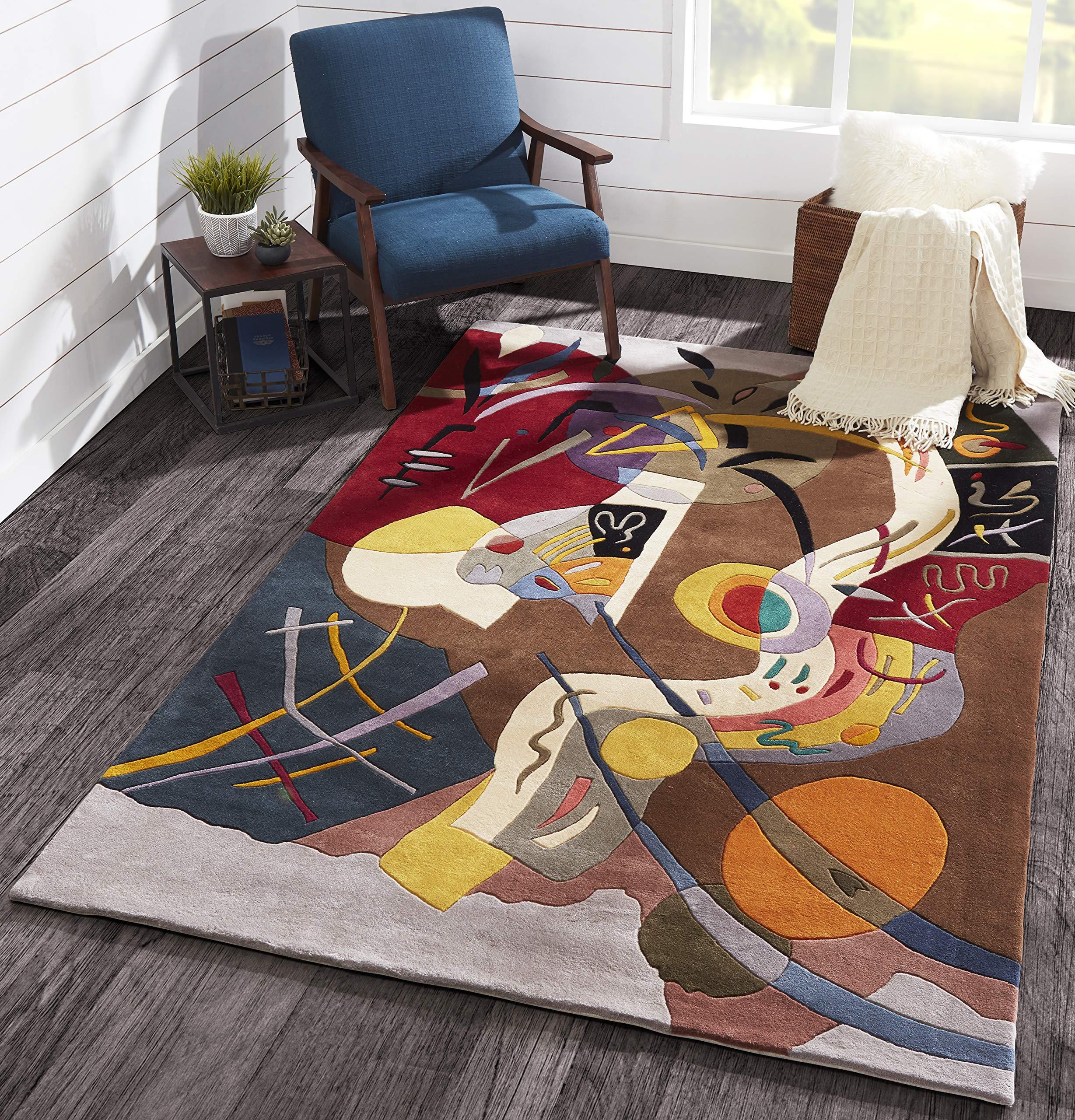 Momeni Momeni Rugs New Wave Collection, 100% Wool Hand Carved & Tufted Contemporary Area Rug, 8' x 11', Multicolor
