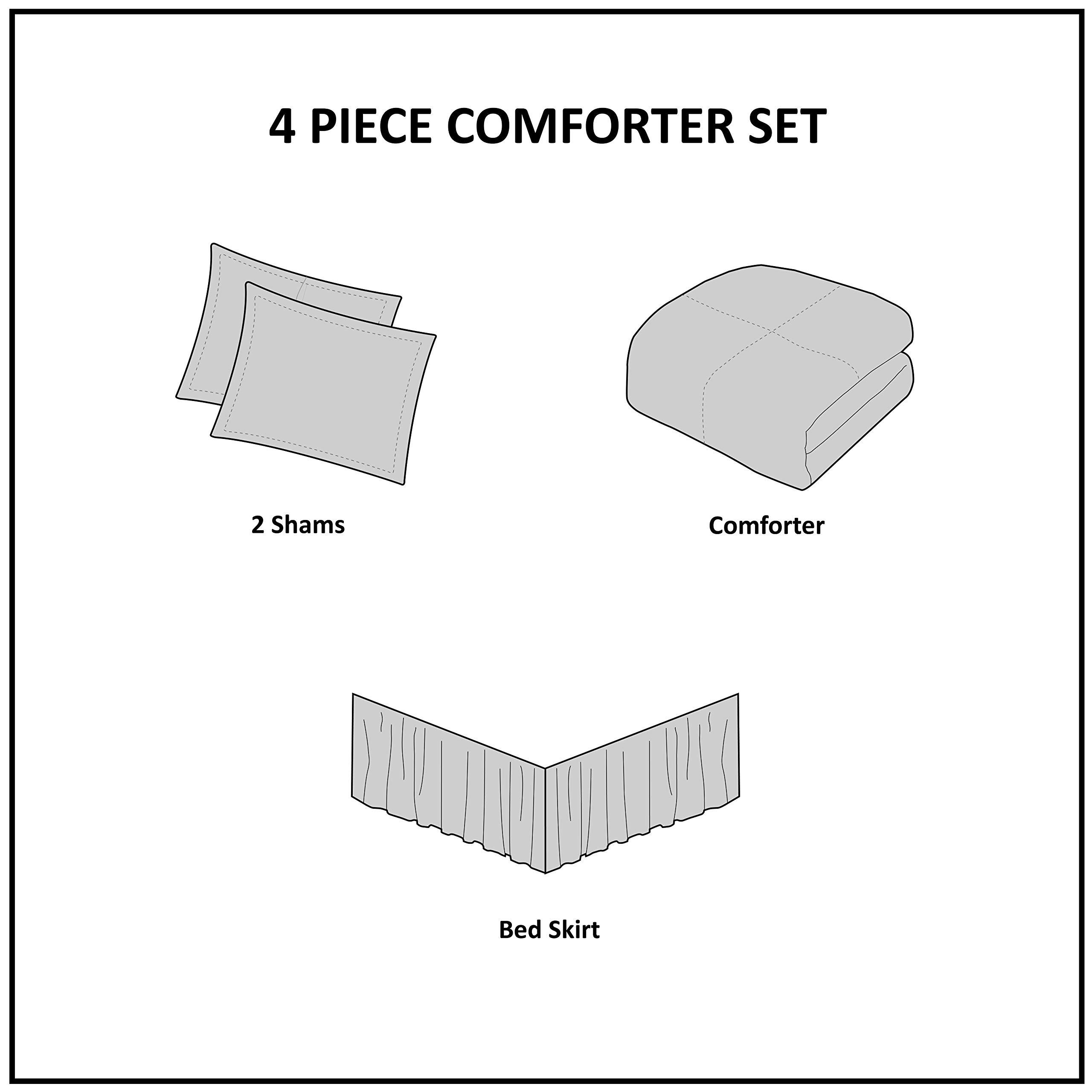 Harbor House Harbor House Cotton Comforter Set-Coastal Oceanic Sealife Design All Season Down Alternative Bedding with Matching Shams, Bedskirt, King(108"x96"), Beach, Quilted Seashell White, 4 Piece,HH10-703