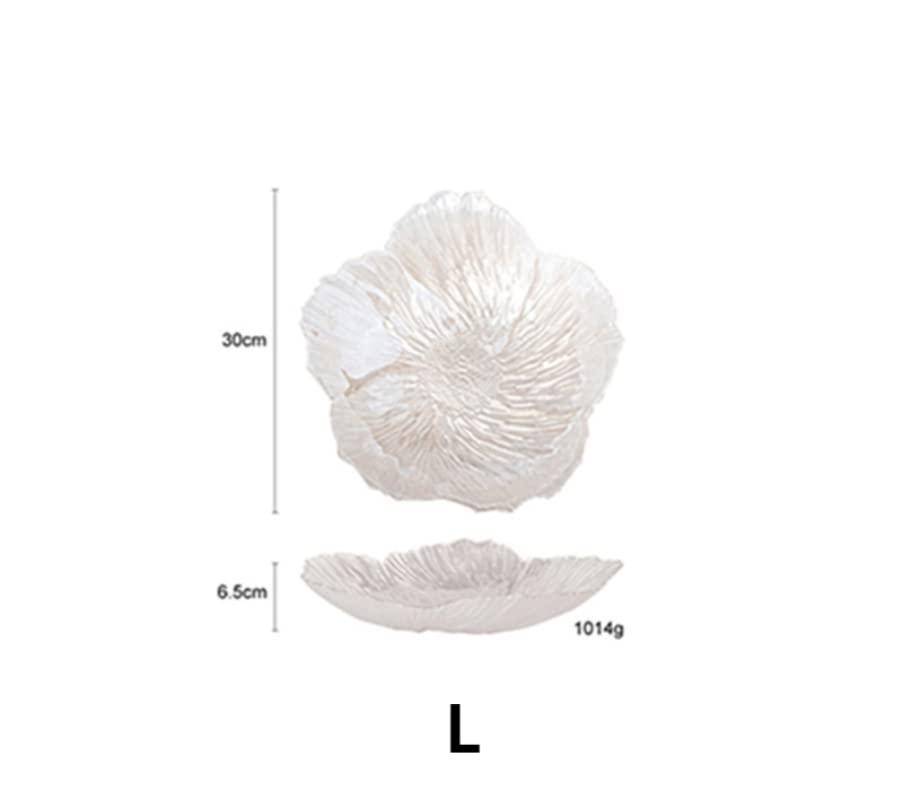 ITONC ITONC Art Glass Bowl Flower-shaped for Fruits/Vegetables/Bread/SnackTabletop Crystal Glass Fruit Plates Bowl for Dessert Plate,Modern Fruit Bowls for Kitchen Home Use (L)