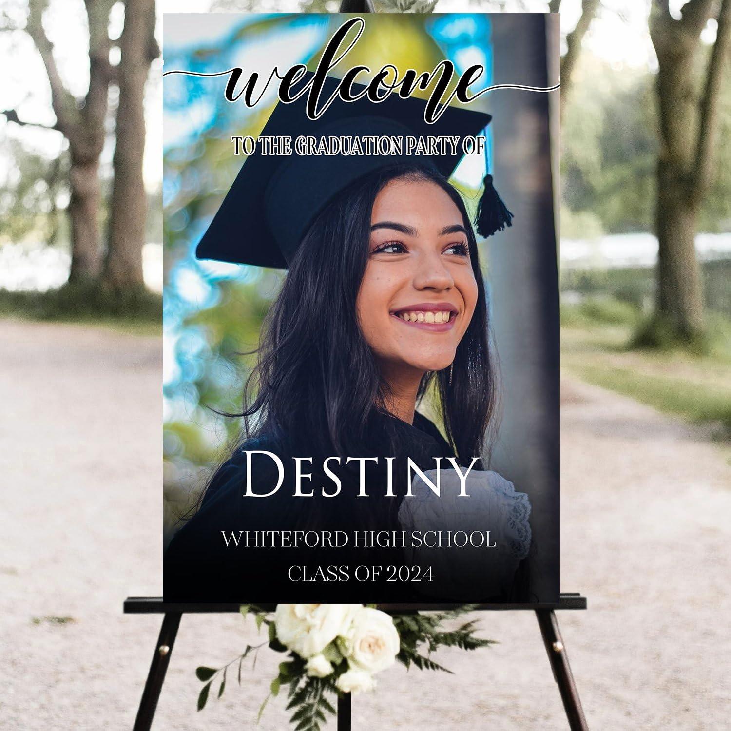 HGLIU Photo Boho Custom Graduation Yard Signs, Personalized Yard Sign Graduation, Personalized Graduation Yard Signs, Graduation Custom Sign, Custom Graduation Signs #26