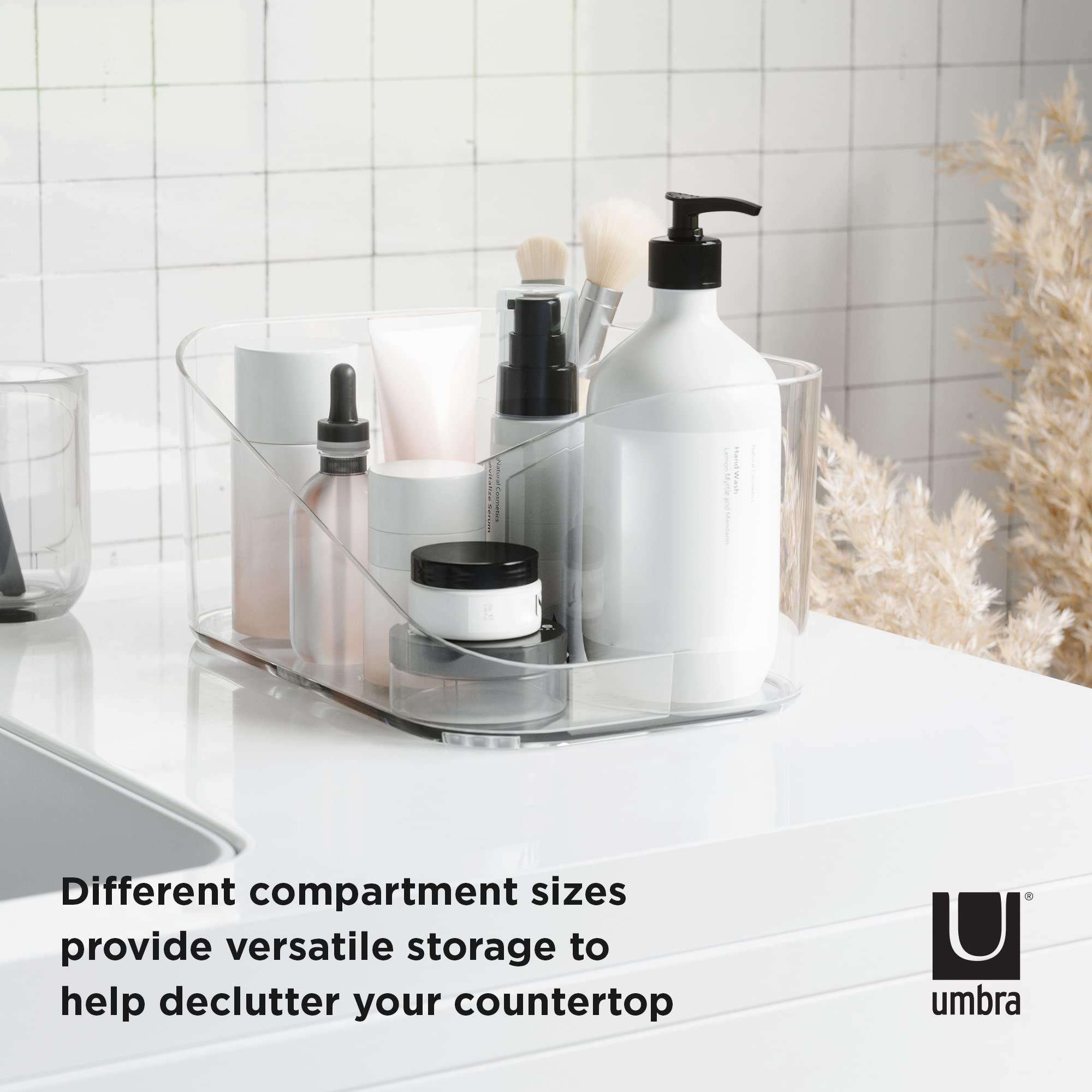 Umbra Umbra Glam Organizer, Countertop Makeup and Cosmetic Multi-Function Storage with Dividers, Clear