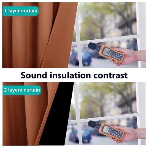 NICETOWN NICETOWN 100% Blackout Curtains 54 inches Long, Double-Deck Completely Blackout Window Treatment Thermal Insulated Lined Drapes for Small Window (Burnt Orange, 1 Pair, 46 inches Width Each Panel)