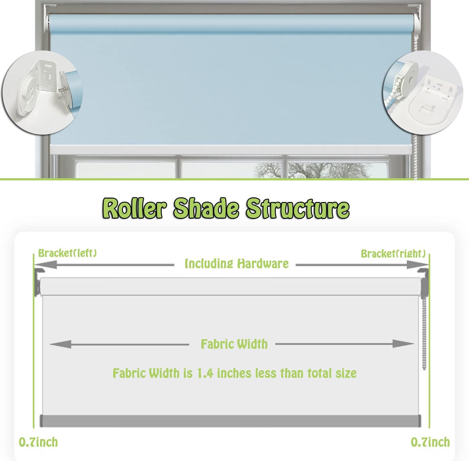 fhsblinds FHSBLINDS Blinds for Windows Roller Window Shades-Blackout Waterproof Room Darkening Custom Cut to Size Window Blinds & Shades for Home Kitchen Bedroom Office (Blue 100% Blackout, 22" W x 80" H)