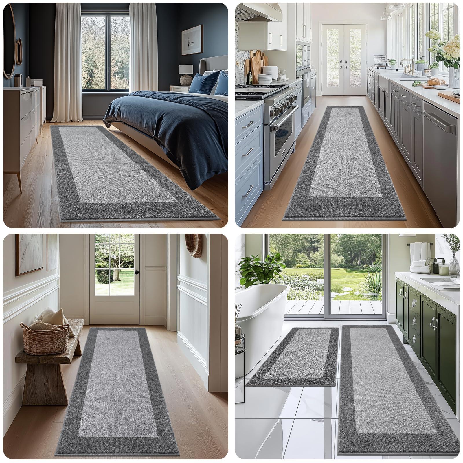 DOMUSTEX DOMUSTEX Machine Washable Kitchen Rug 24" x 36", Non Slip Kitchen Mat for Floor, Absorbent Entrance Throw Rug for Bedroom, Hallway, Bathroom, Door