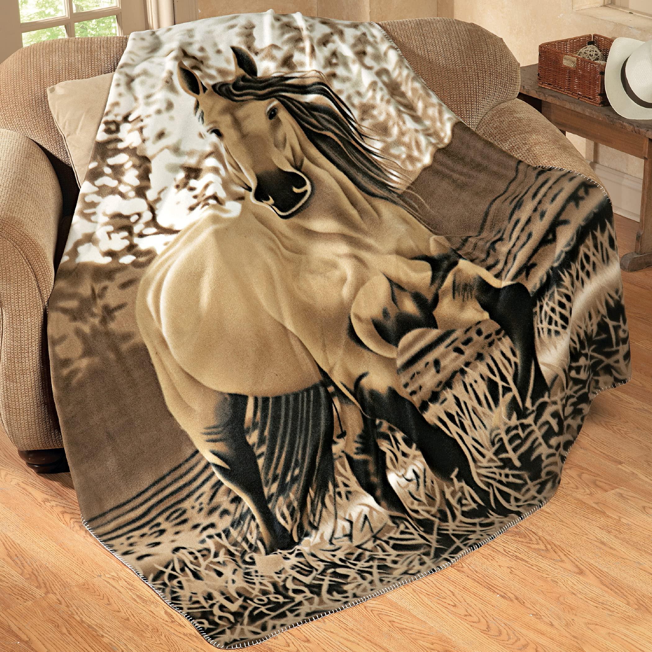 Nani?Wear Western Horse Soft Fleece Throw Blanket, 63"x73"