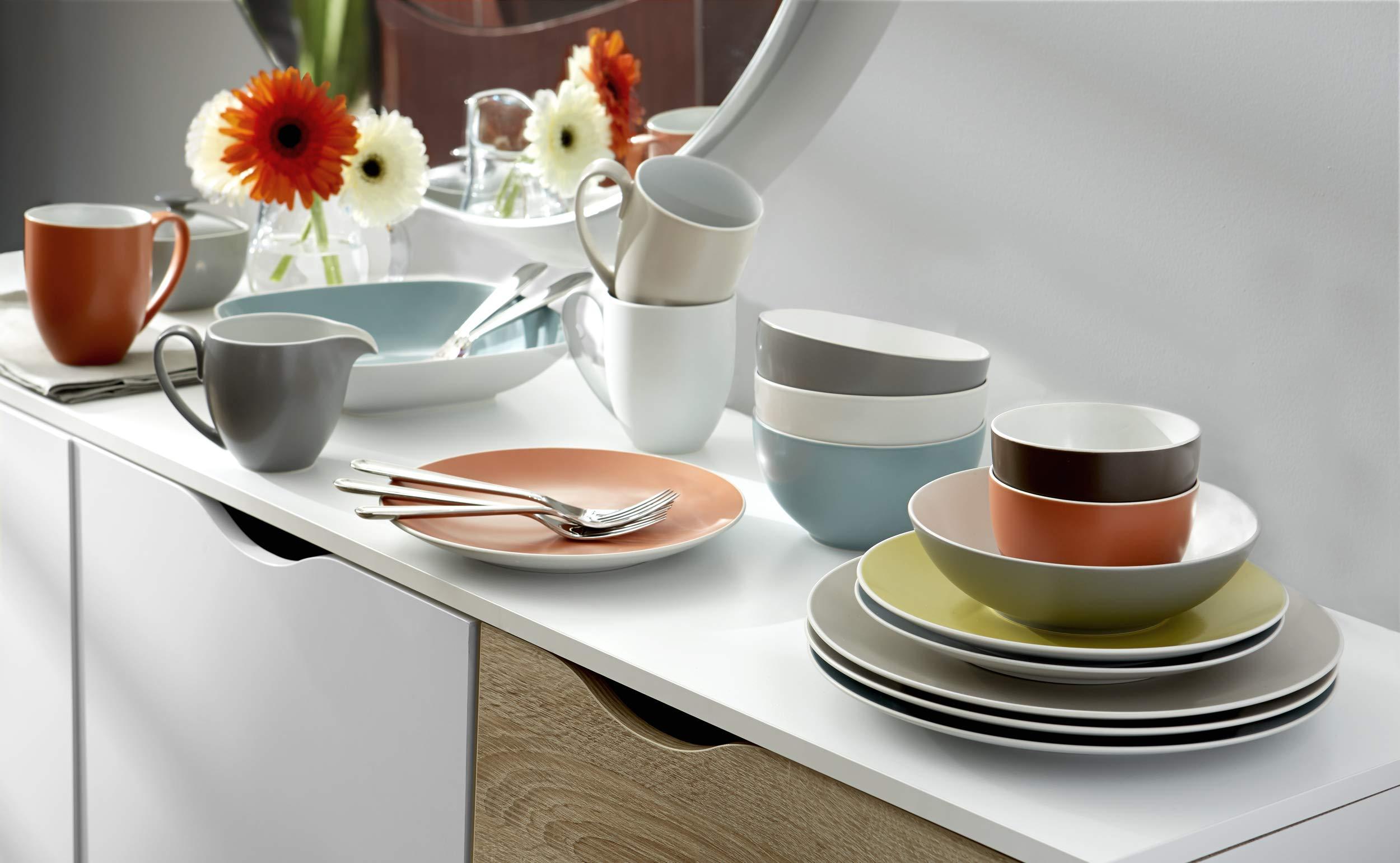 nambe Nambe - POP Collection - Sand Colored Place Setting - 4 Piece Set Includes Dinner Plate, Salad Plate, Soup Bowl, and Mug - Designed by Robin Levien