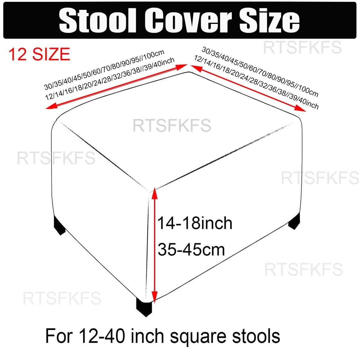 ZEaink Stretch Ottoman Cover Square 38x38 /36 X 36 Ottoman Slipcovers Furniture Protector Folding Storage Stool Furniture Protector Soft Slipcover Ottoman Cover Large Small With Elastic Bottom ( Color : #11