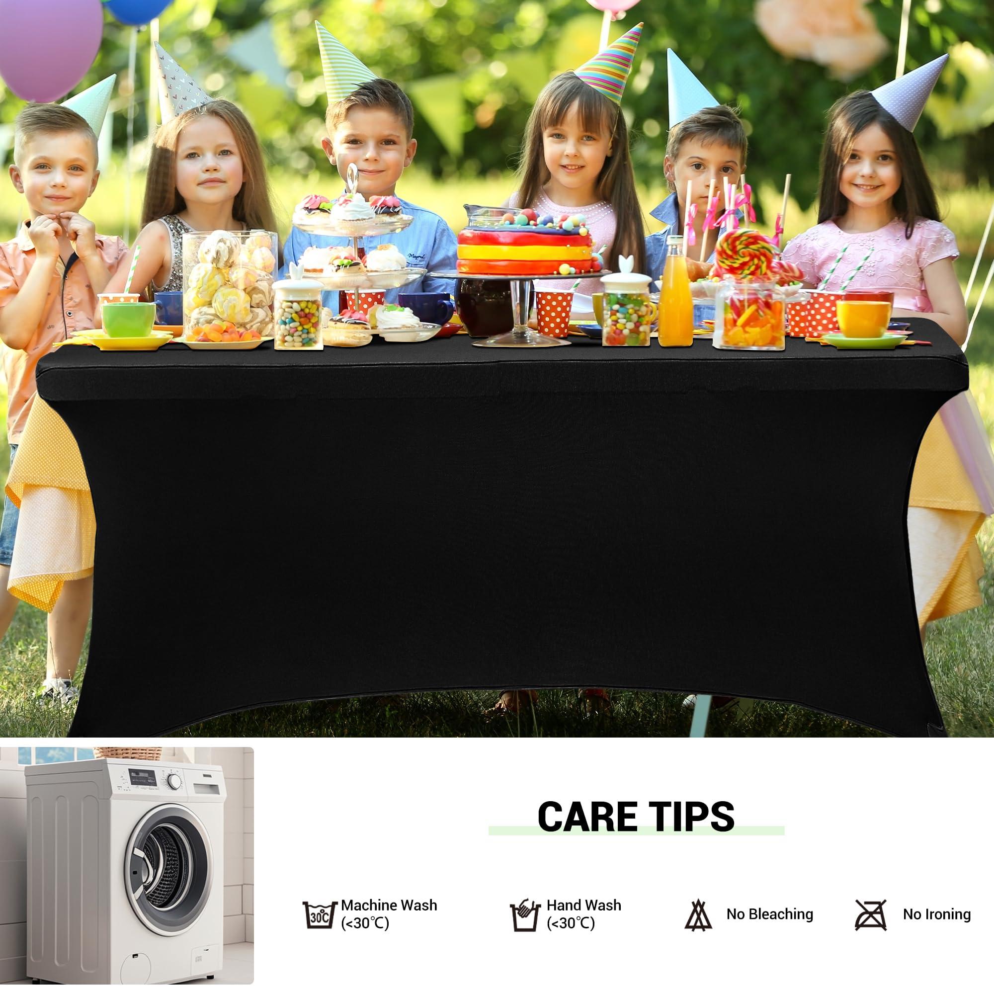 Obstal Obstal 6 Pack Stretch Spandex Red Table Covers for 8 Foot Tables - 8 FT Universal Rectangular Fitted Tablecloth Protector for Wedding, Banquet, Party, 96 Length x 30 Width x 30 Height Inches