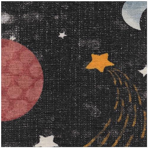RUGGABLE Ruggable Washable 2x3 Area Rug, Rainbow, Premium Kids Rugs for Playroom, Living Room, Bedroom, Kitchen, Office with Gripper Non Slip Pad, Outer Space Black