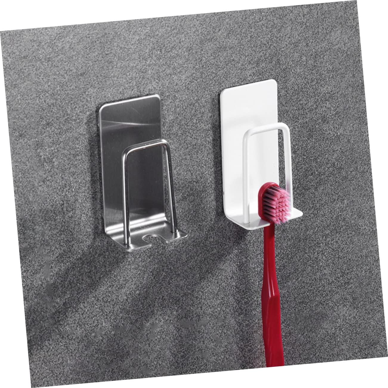 DRESSOOS DRESSOOS 2 Pcs Toothbrush Rack Toothbrush Holder Toothbrush Organizer Electric Toothbrush Toothpaste Automatic Toothbrush Cup Holder Cutlery Drainer Adhesive Shelves Stainless Steel Silver