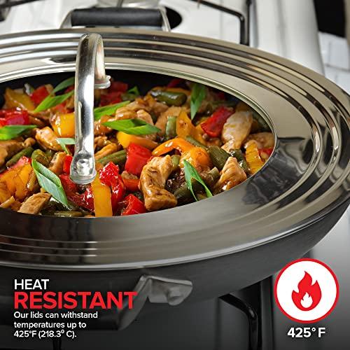 Modern Innovations Modern Innovations Universal Lid with Tempered Glass Top for Pots & Pans, Fits 8.25, 9, 10, 11, and 12 Inch Cookware - Large Replacement Frying Pan Cover, Cast Iron Skillet Lids - Stainless Steel