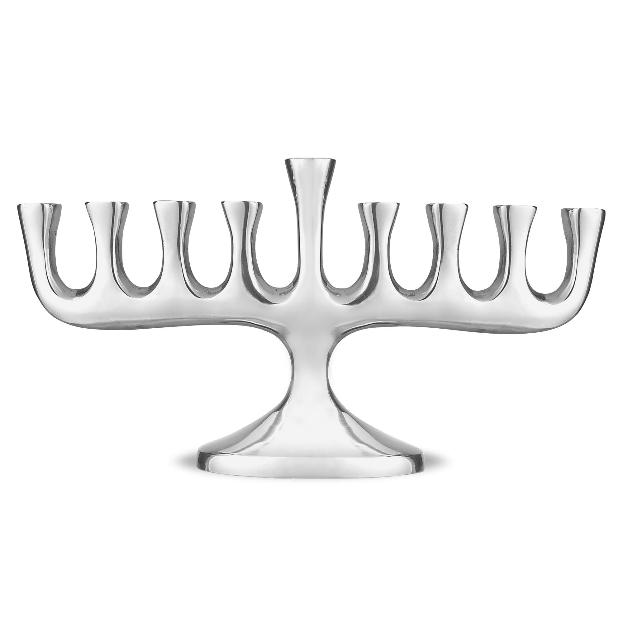 Zion Judaica Ltd Zion Judaica Stunning Sleek Designers Menorah for Hanukkah High Polished Traditional Candle and Oil Chanukiah Classic Chanukah Minorah