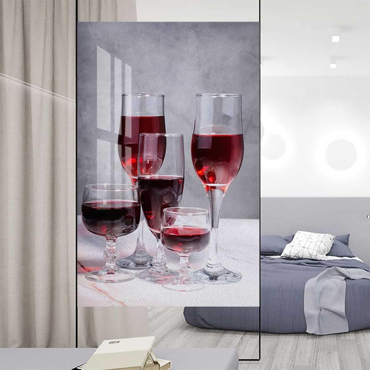 Generic Window Privacy Film See Out Not in One Way, Sun Blocking Anti UV Window Sticker Heat Insulation Glass Film Self-Adhesive Mirror Film Grapes Bottles and Glasses 23.6Wx59L-inch