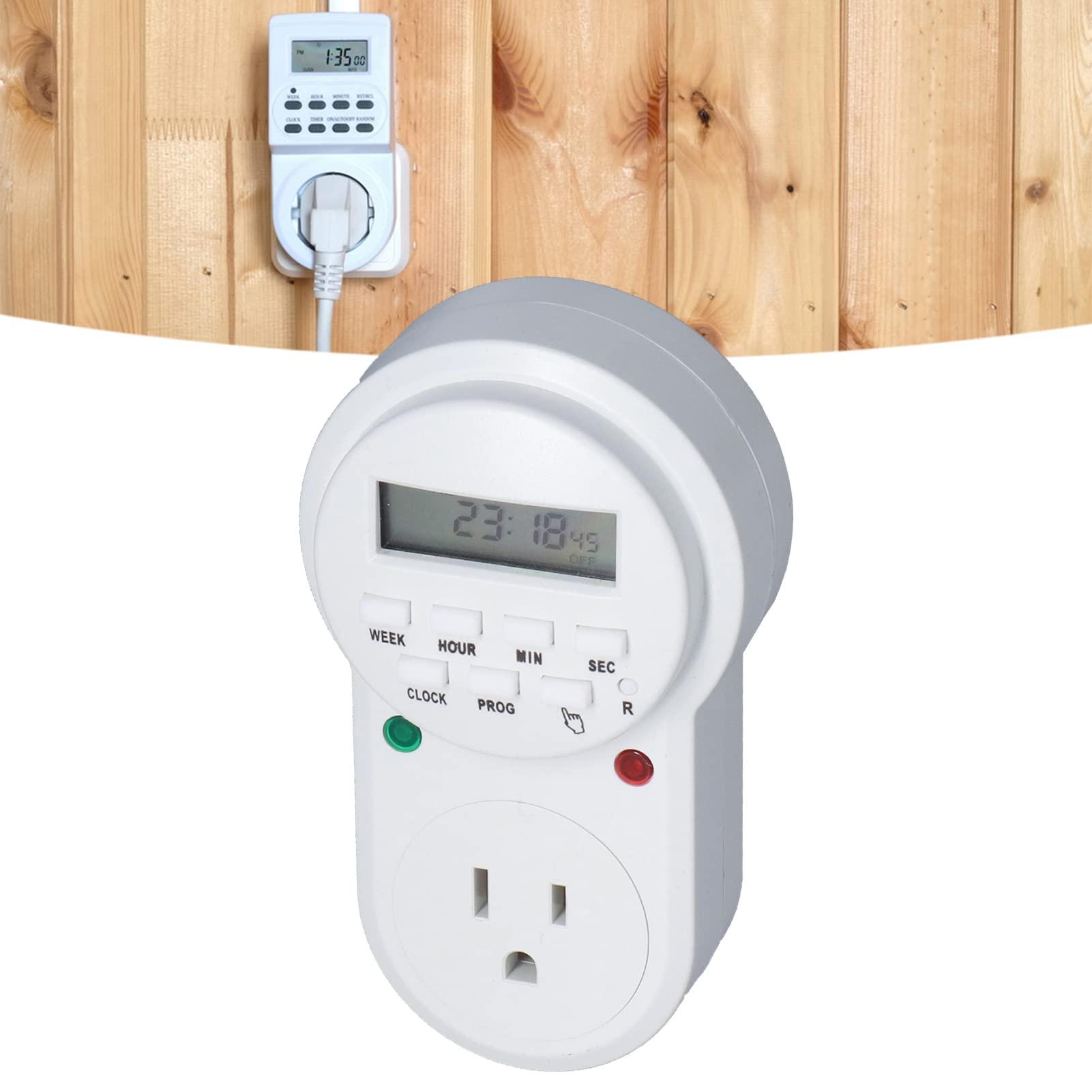 Fdit Digital Programmable Outlet Timer for Lights, Kitchen Appliances, Chargers, Daylight Saving Time Function with 7 Operation Buttons