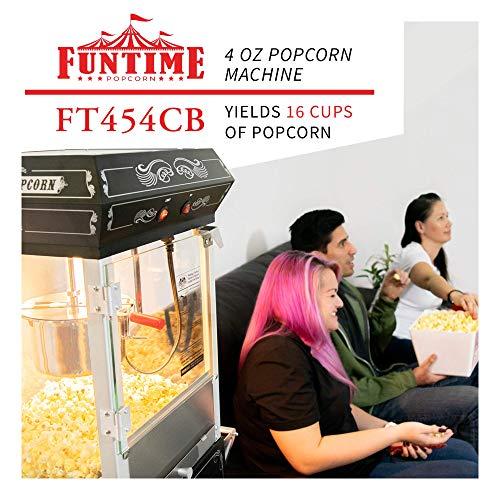 Funtime Funtime Sideshow Popper 4-Ounce Hot Oil Popcorn Machine with Cart, Black/Silver
