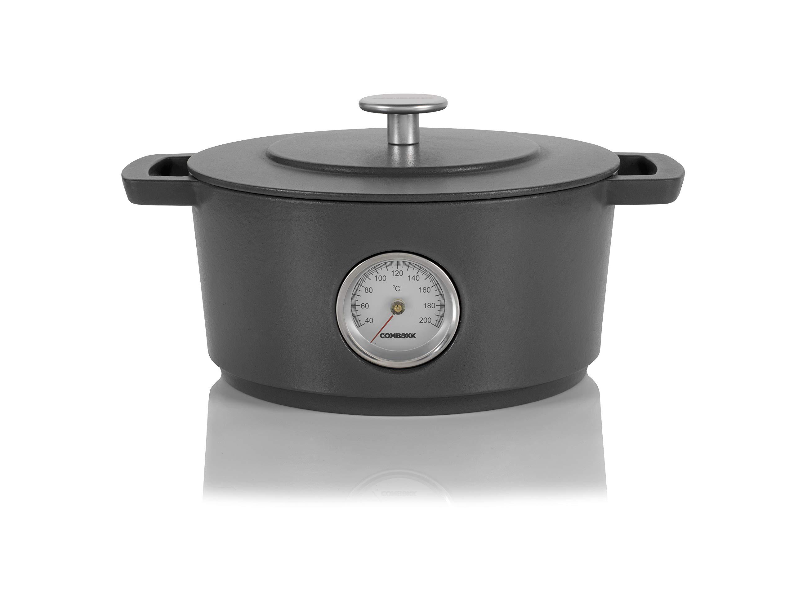 Cuisipro Combekk RAILWAY Recycled Enameled Cast Iron 4.25 Quart Dutch Oven w/ Thermometer, Concrete, 9.5\"