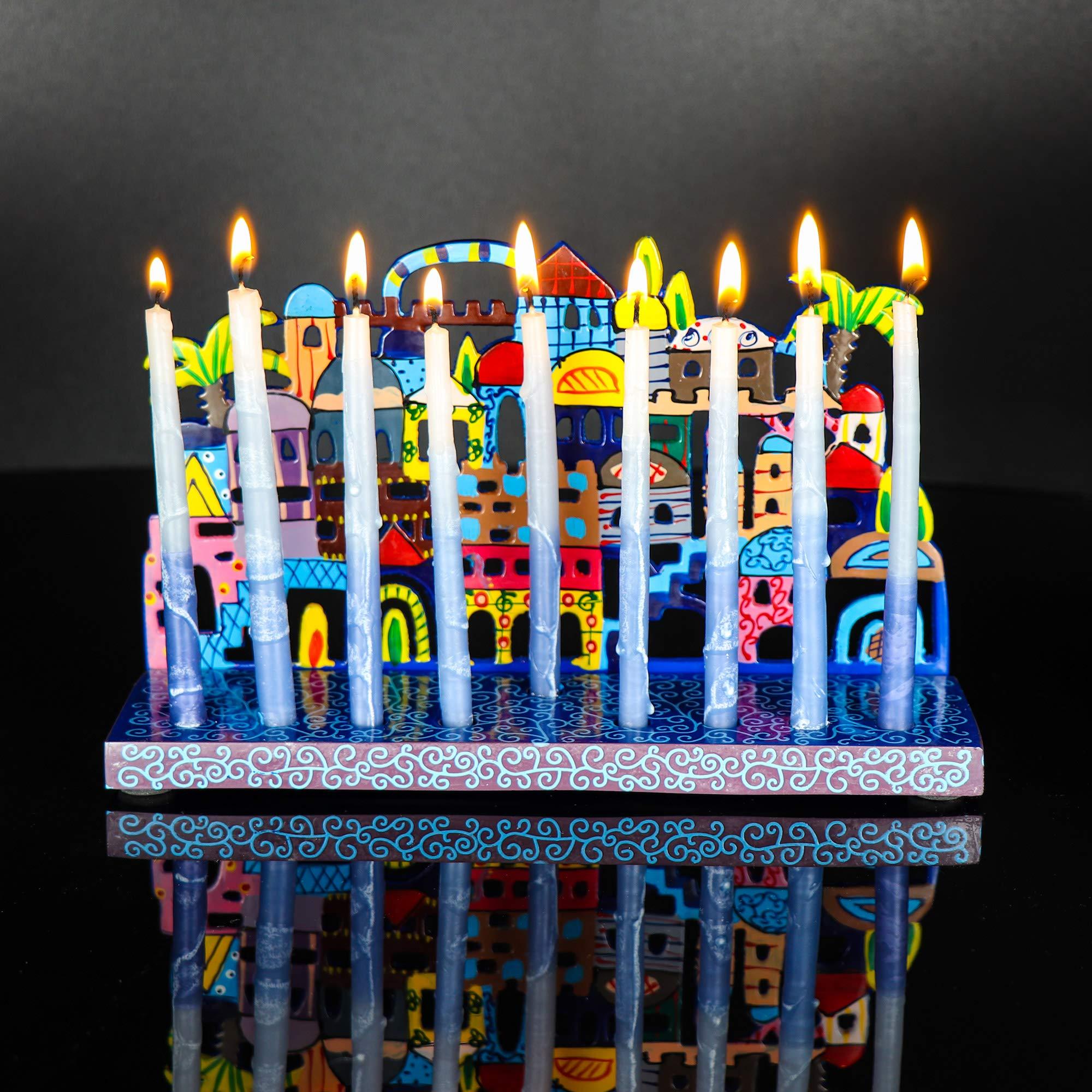 Yair Emanuel Jerusalem Laser Cut Metal Hanukkah Menorah by Yair Emanuel