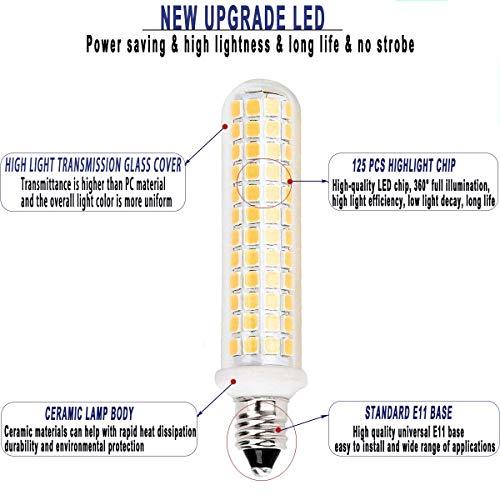 QHD QHD E11 Led Bulbs,100W 120W Halogen Bulb Equivalent,Dimmable,10W,1100LM,JD T4 e11 Mini Candelabra Base,AC110V/130V,E11 Led Warm White 3000k(4 Packs)
