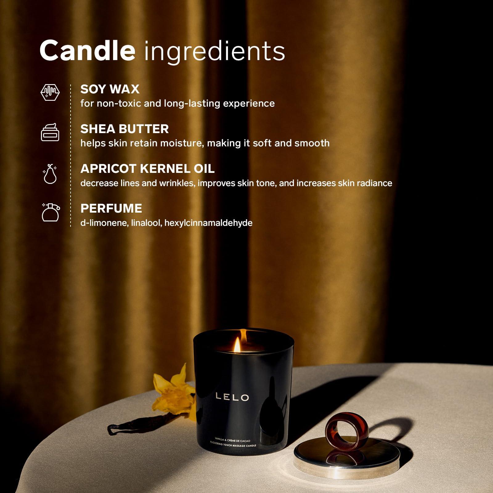 LELO LELO Flickering Touch Massage Candle, Melts into Massage Oil, Scented Candle Body Massage Oil, Luxury Skin Treatment, Vanilla & Creme de Cacao Scent