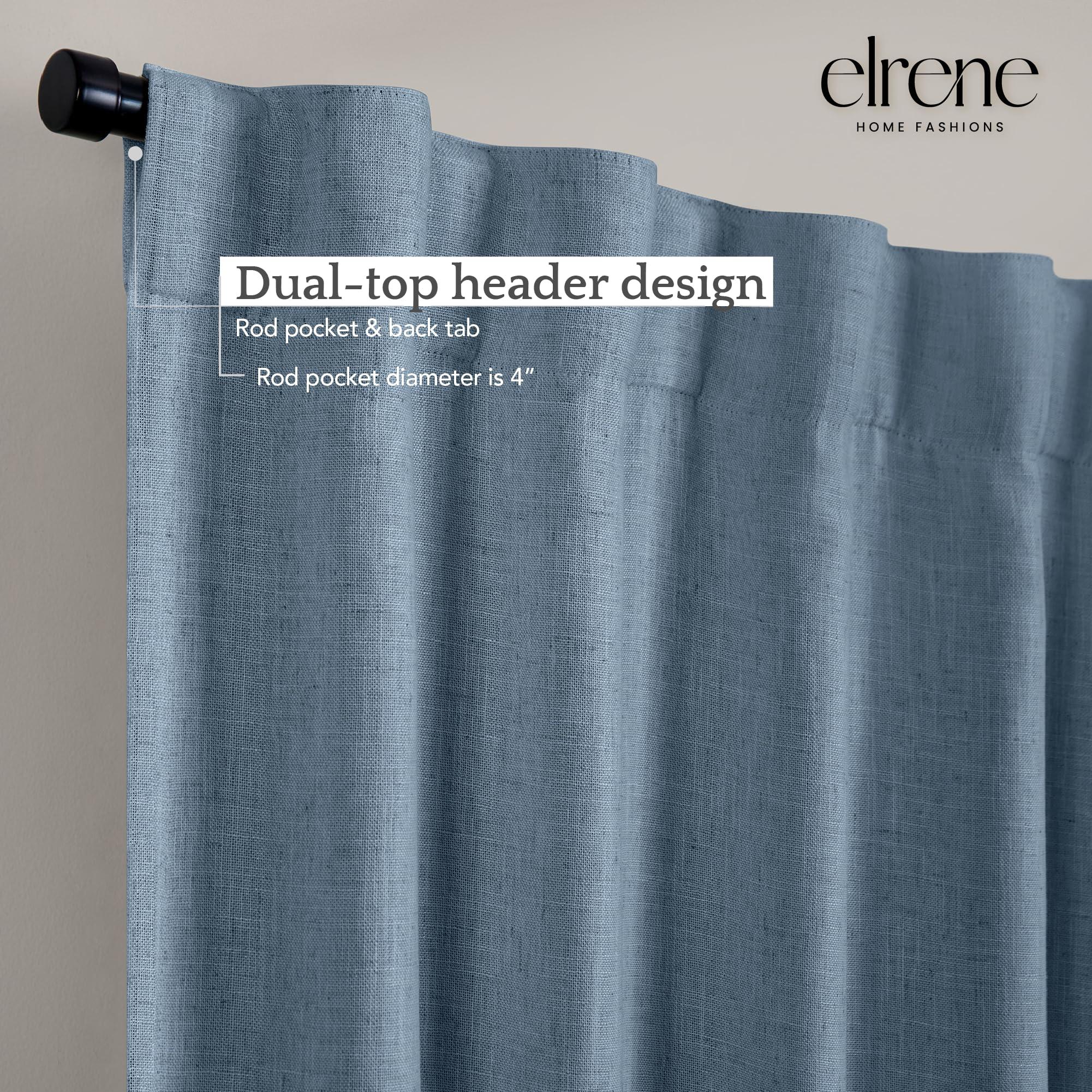 Elrene Home Fashions Elrene Home Fashions Harrow Solid Texture Blackout Single Window Curtain Panel, 52"x95", Blue